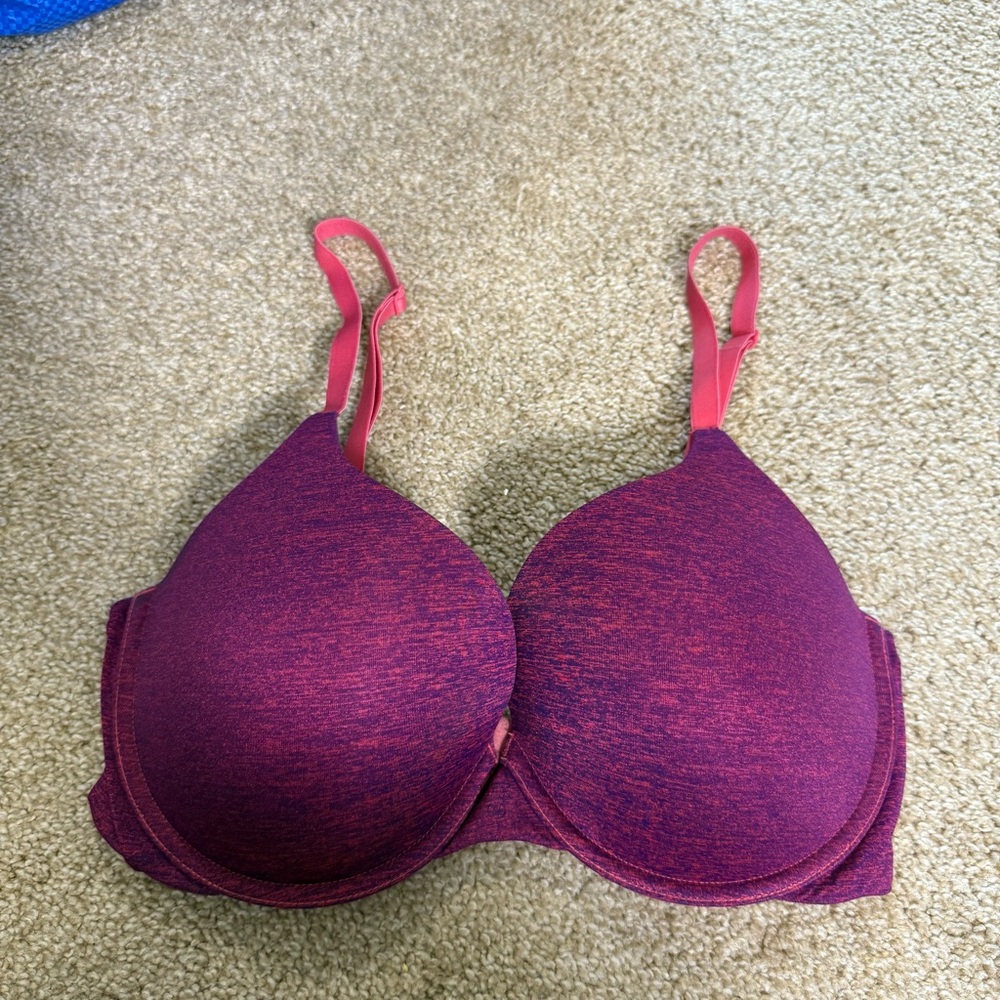 Victorias Secret Padded‎ Perfect Coverage Bra Space Dye Pink Purple 34DD